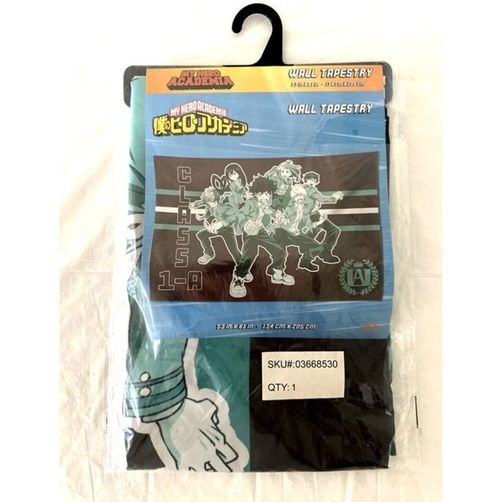 My Hero Academia Class 1A - Black Blue Green Wall Tapestry 53" x 81" NEW SEALED